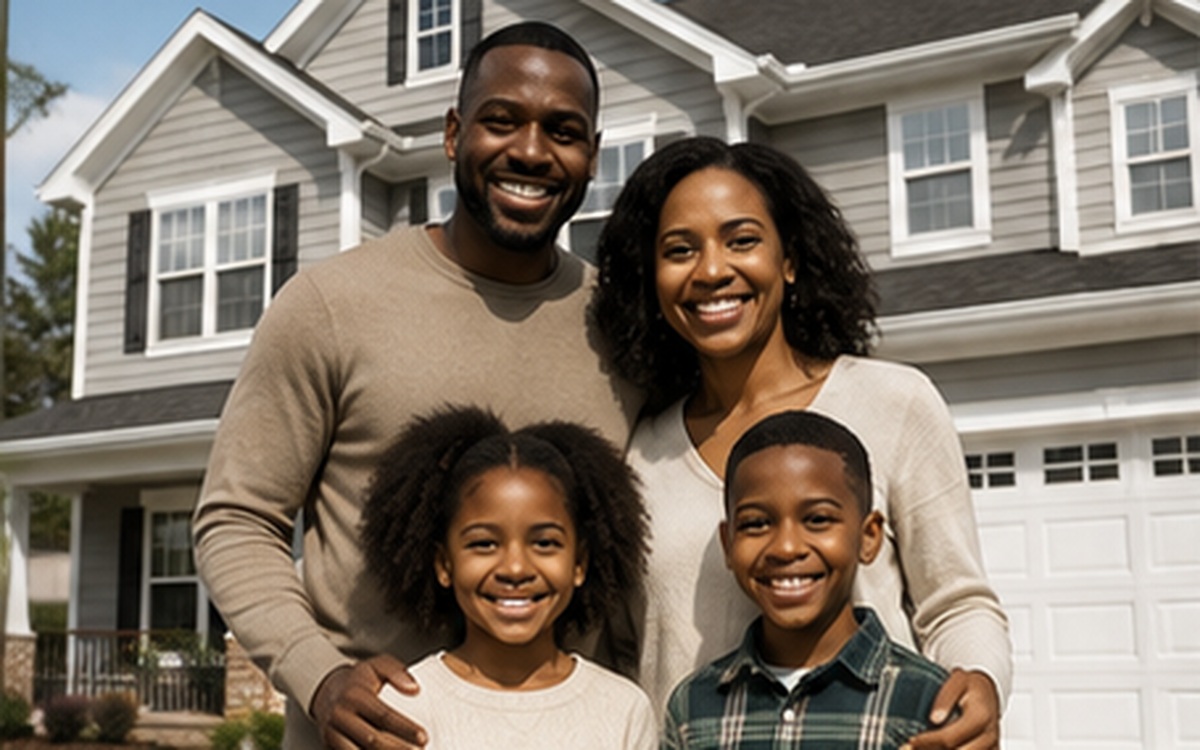 Black family with their home